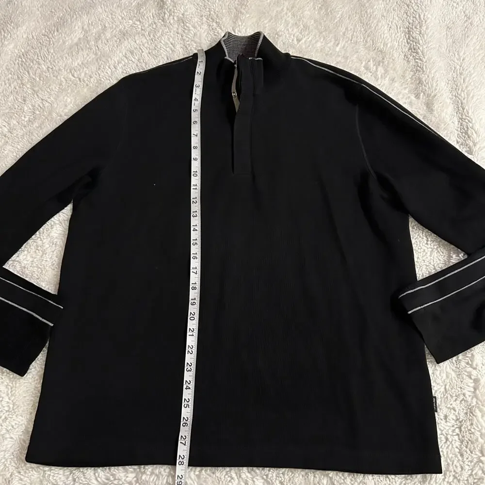 Hugo Boss Quarter Snap Sweatshirt Mens XL Black Business Office Attire Preppy